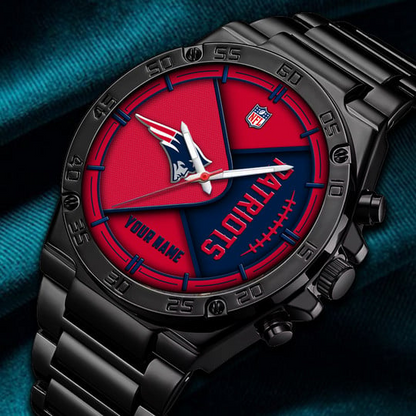 LIMITED EDITION - NEW CUSTOMIZED NFL27 NEP NEW ENGLAND PATRIOTS LUXURY STAINLESS STEEL WATCH