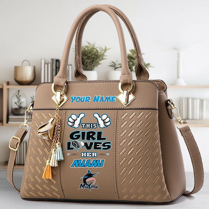 LIMITED EDITION - NEW CUSTOMIZED MLB20 MMS MIAMI MARLINS ZIP HANDBAG MULTICOLOR