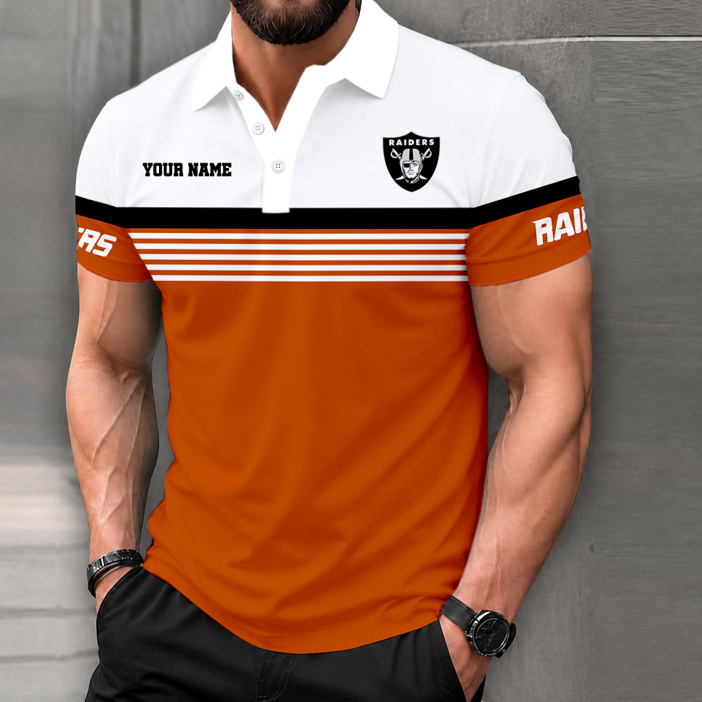 LIMITED EDITION - NEW CUSTOMIZED NFL07 LVR LAS VEGAS RAIDERS POLO SHIRT