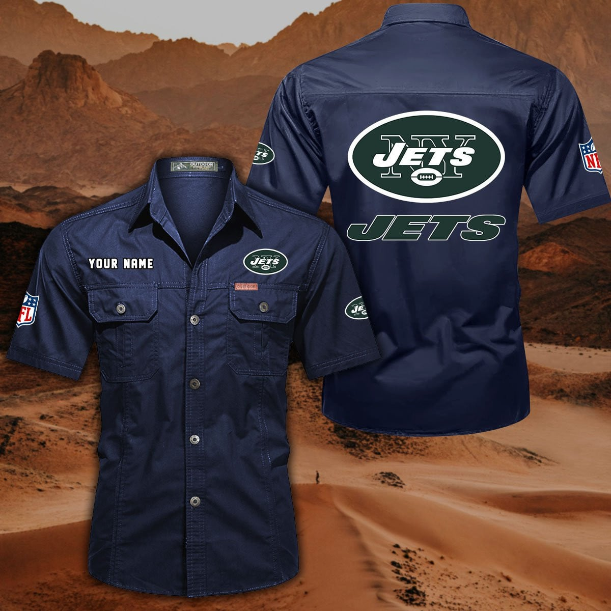 SPECIAL EDITION - NEW CUSTOMIZED NFL25 NYJ NEW YORK JETS MUTICOLOR MEN'S CARGO SHIRT