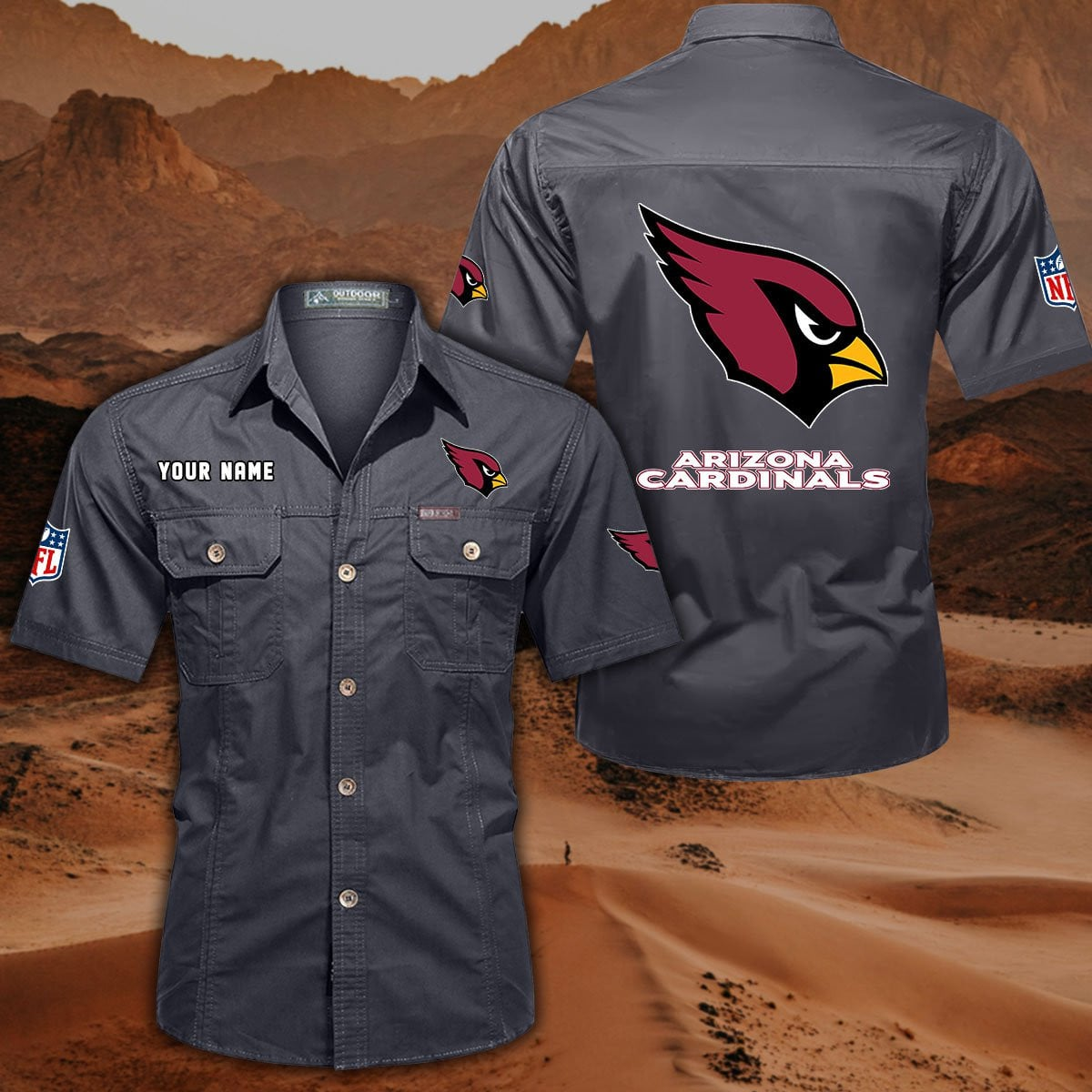 SPECIAL EDITION - NEW CUSTOMIZED NFL20 ARC ARIZONA CARDINALS MUTICOLOR MEN'S CARGO SHIRT