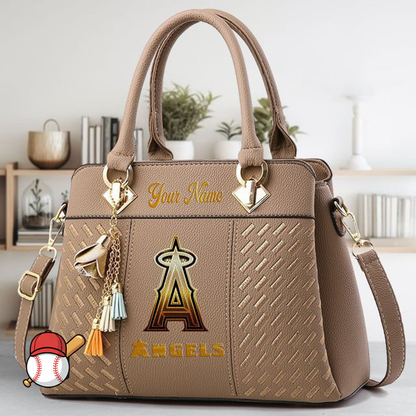 LIMITED EDITION - NEW CUSTOMIZED MLB27 LAA LOS ANGELES ANGELS ZIP HANDBAG MULTICOLOR