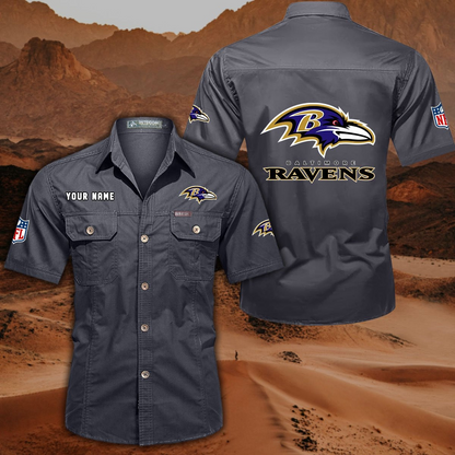 SPECIAL EDITION - NEW CUSTOMIZED NFL28 BTR BALTIMORE RAVENS MUTICOLOR MEN'S CARGO SHIRT