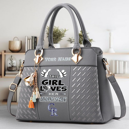 LIMITED EDITION - NEW CUSTOMIZED MLB30 COR COLORADO ROCKIES ZIP HANDBAG MULTICOLOR