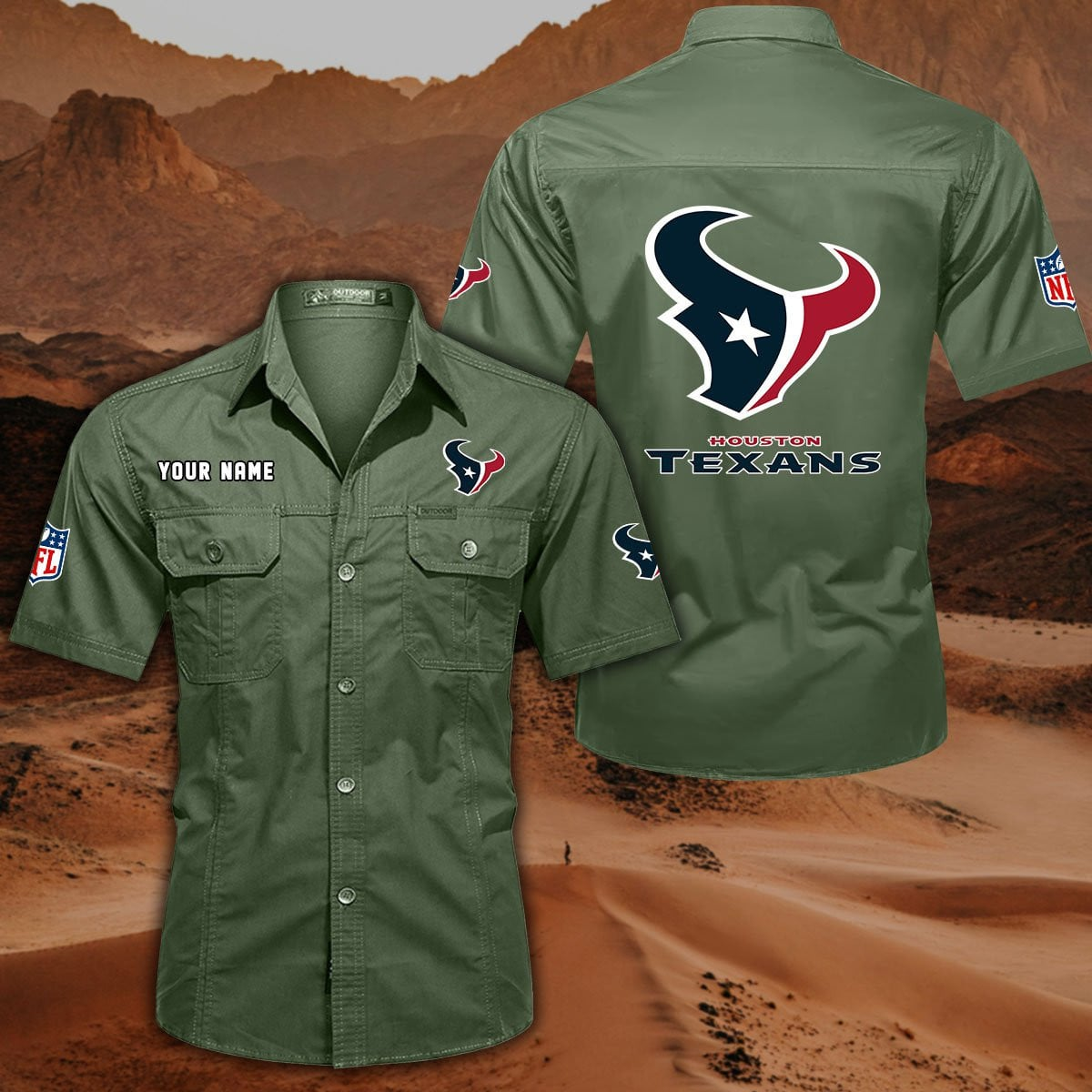 SPECIAL EDITION - NEW CUSTOMIZED NFL15 HTT HOUSTON TEXANS MUTICOLOR MEN'S CARGO SHIRT