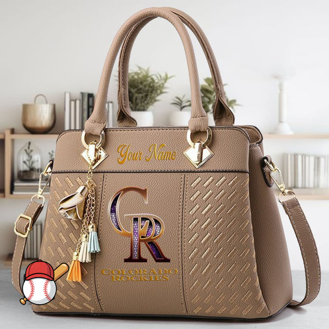 LIMITED EDITION - NEW CUSTOMIZED MLB30 COR COLORADO ROCKIES ZIP HANDBAG MULTICOLOR