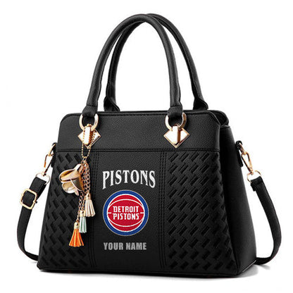 LIMITED EDITION - NEW CUSTOMIZED NBA14 DPI DETROIT PISTONS ZIP HANDBAG MULTICOLOR
