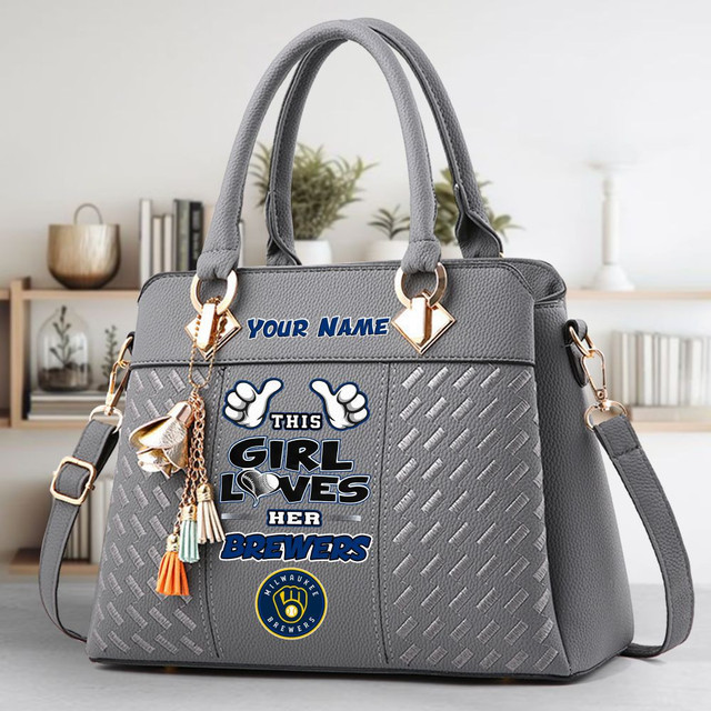 LIMITED EDITION - NEW CUSTOMIZED MLB15 MBS MILWAUKEE BREWERS ZIP HANDBAG MULTICOLOR