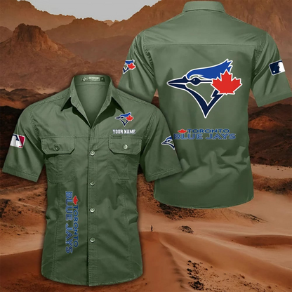 LIMITED EDITION - NEW CUSTOMIZED MLB12 TBJ TORONTO BLUE JAYS MEN'S CARGO SHIRT