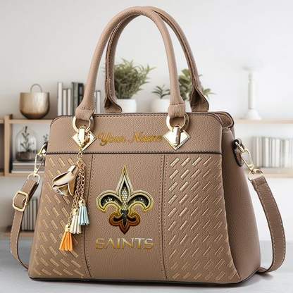 LIMITED EDITION - NEW CUSTOMIZED NFL24 NOS NEW ORLEANS SAINTS LUXURY HANDBAG IN MULTIPLE COLORS