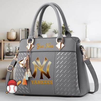 LIMITED EDITION - NEW CUSTOMIZED MLB01 NYY NEW YORK YANKEES ZIP HANDBAG MULTICOLOR