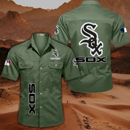 LIMITED EDITION - NEW CUSTOMIZED MLB26 CWS CHICAGO WHITE SOX MEN'S CARGO SHIRT