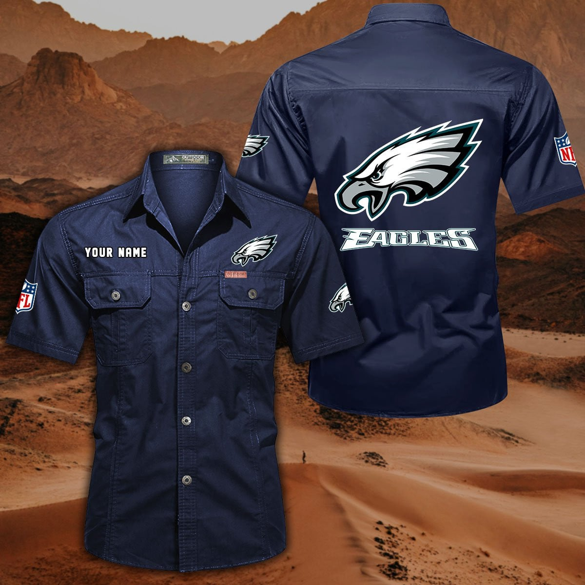 SPECIAL EDITION - NEW CUSTOMIZED NFL02 PPE PHILADELPHIA EAGLES MUTICOLOR MEN'S CARGO SHIRT