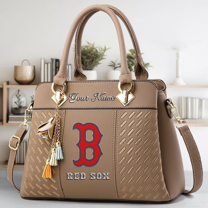 LIMITED EDITION - NEW CUSTOMIZED MLB03 BRS BOSTON RED SOX ZIP HANDBAG MULTICOLOR