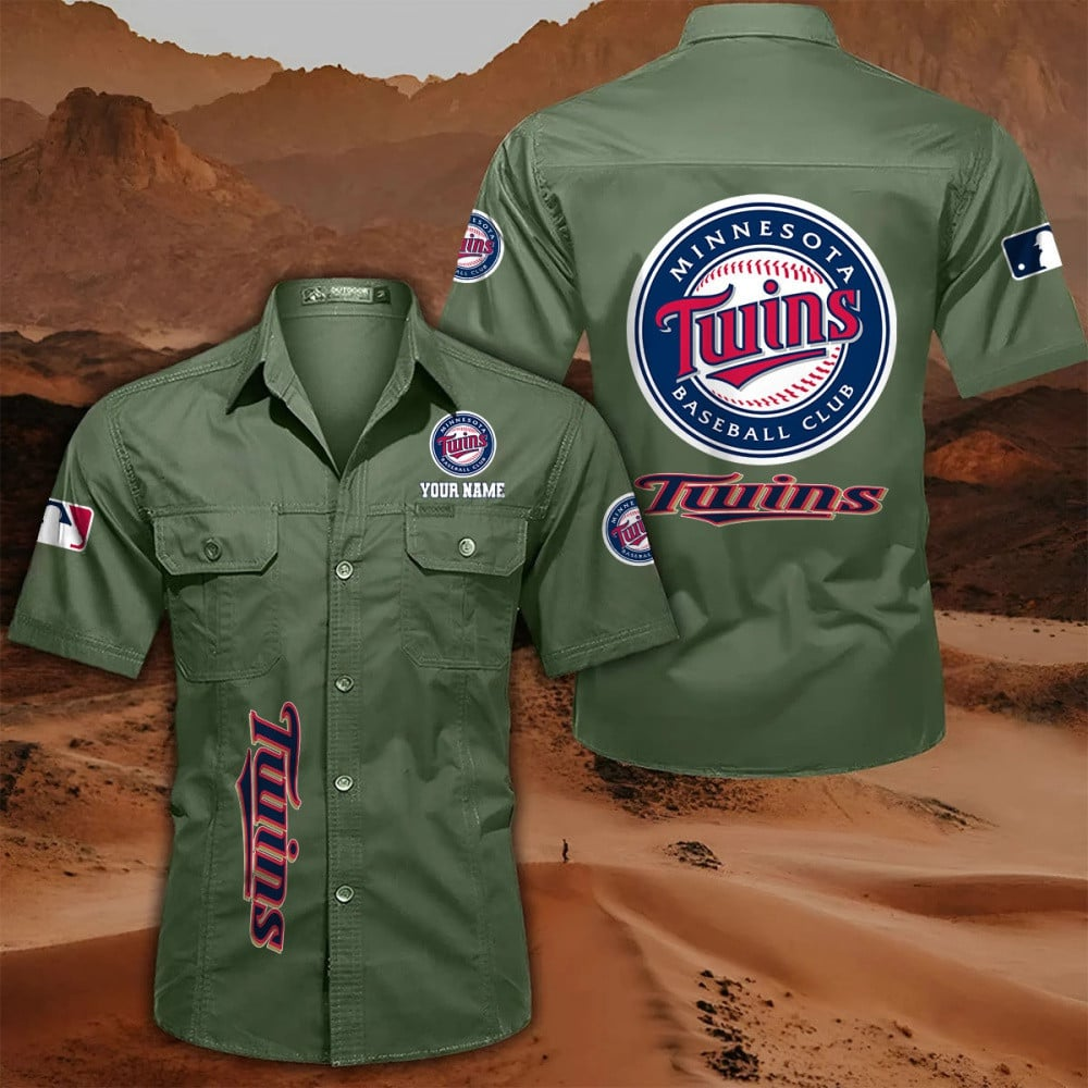 LIMITED EDITION - NEW CUSTOMIZED MLB22 MTS MINNESOTA TWINS MEN'S CARGO SHIRT