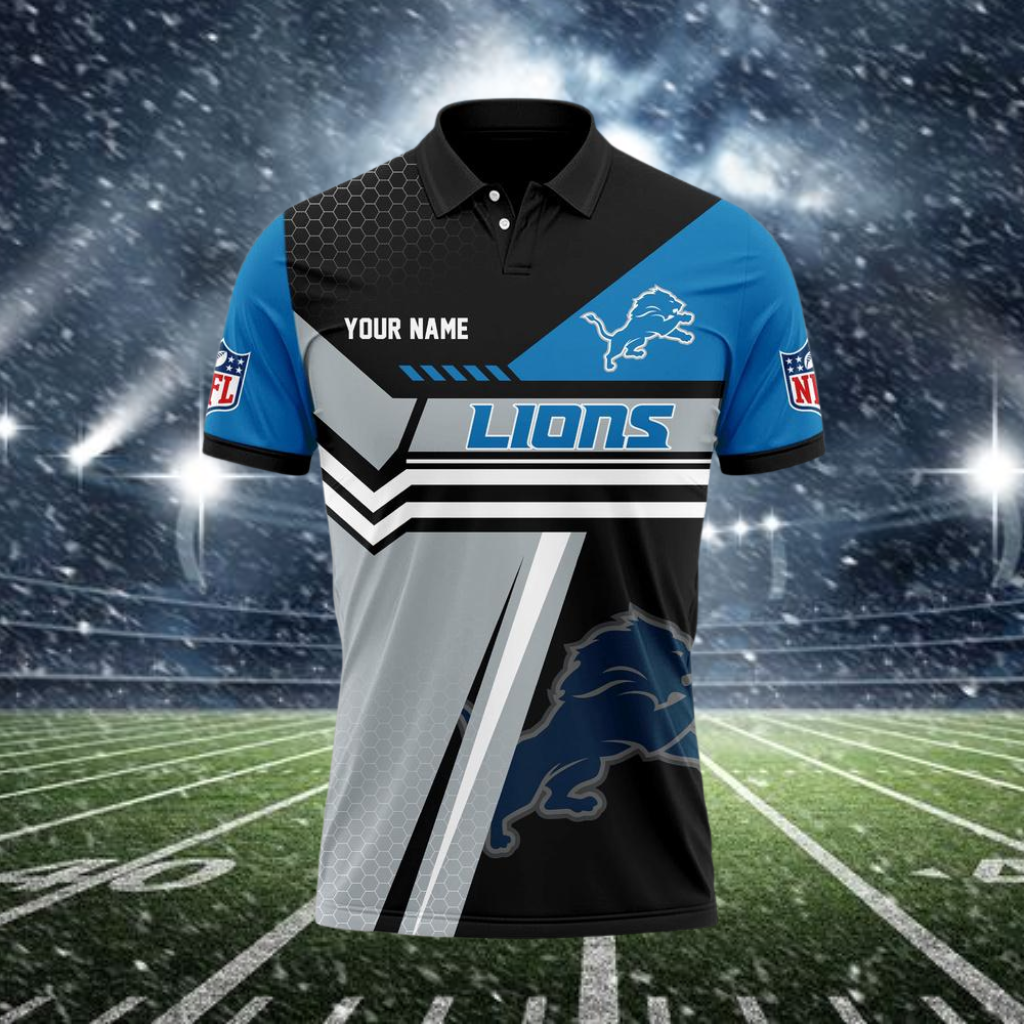 LIMITED EDITION - NEW CUSTOMIZED NFL04 DTL DETROIT LIONS POLO SHIRT