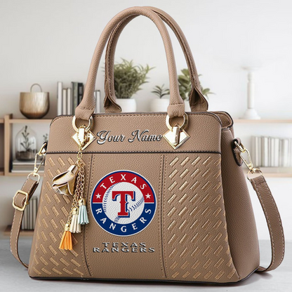 LIMITED EDITION - NEW CUSTOMIZED MLB08 TRS TEXAS RANGERS ZIP HANDBAG MULTICOLOR
