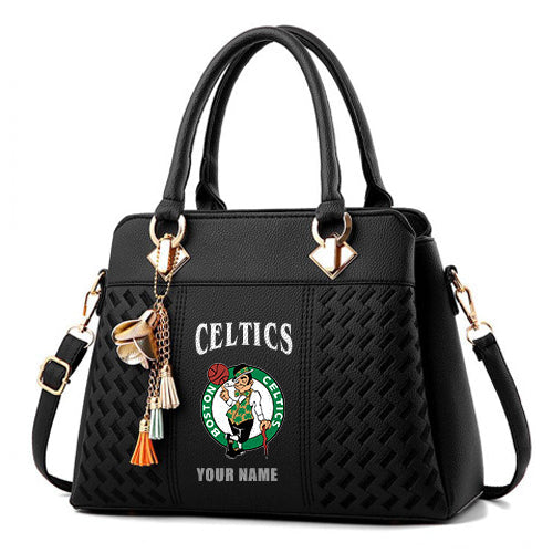 LIMITED EDITION - NEW CUSTOMIZED NBA03 BCE BOSTON CELTICS ZIP HANDBAG MULTICOLOR