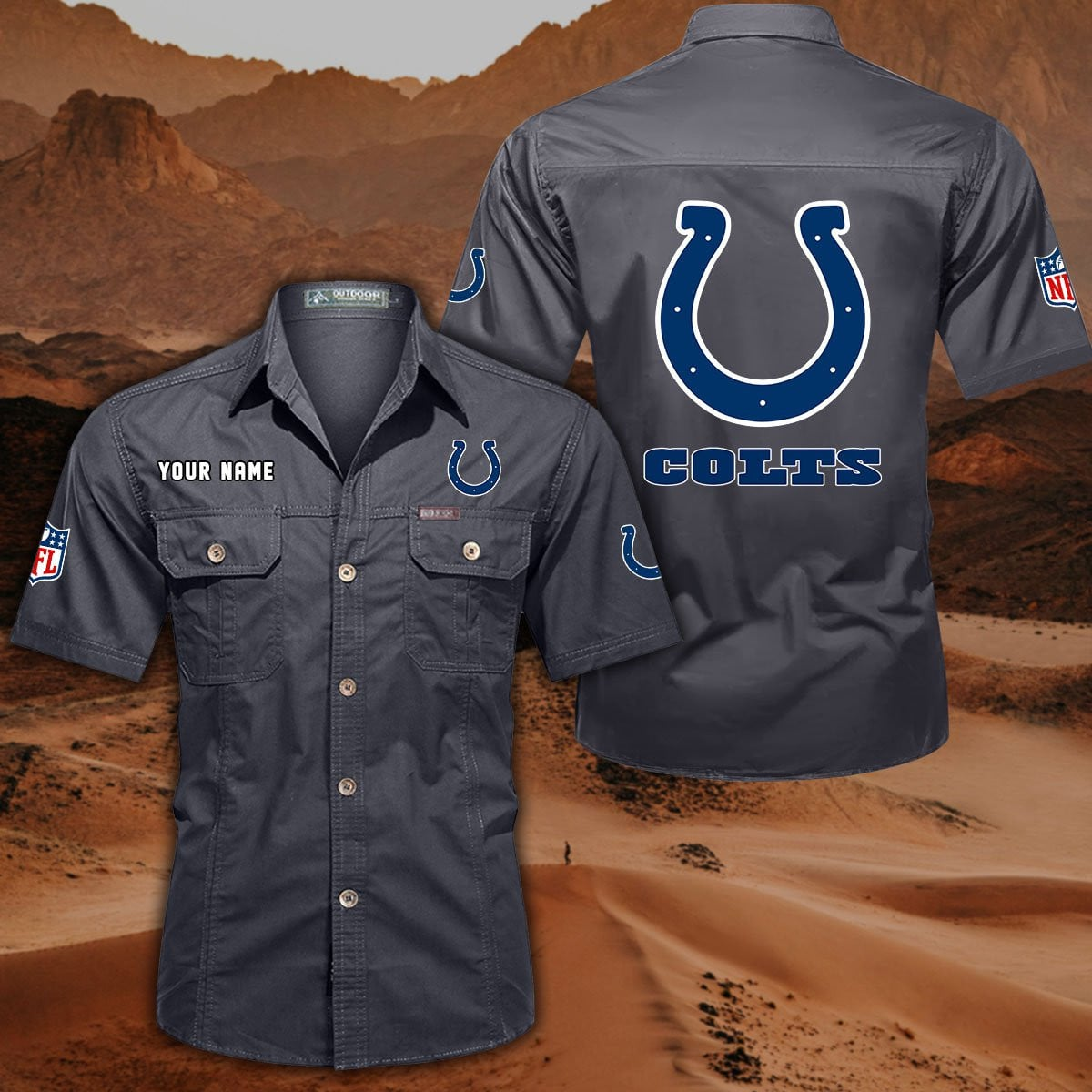 SPECIAL EDITION - NEW CUSTOMIZED NFL17 IDC INDIANAPOLIS COLTS MUTICOLOR MEN'S CARGO SHIRT