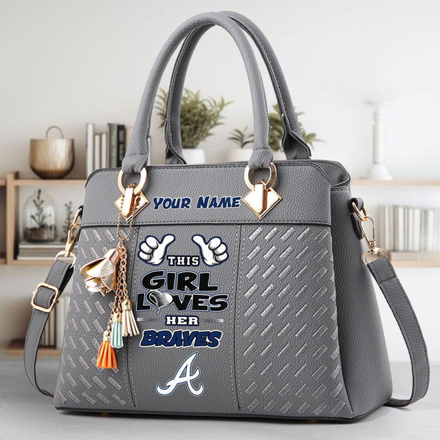 LIMITED EDITION - NEW CUSTOMIZED MLB09 ABS ATLANTA BRAVES ZIP HANDBAG MULTICOLOR
