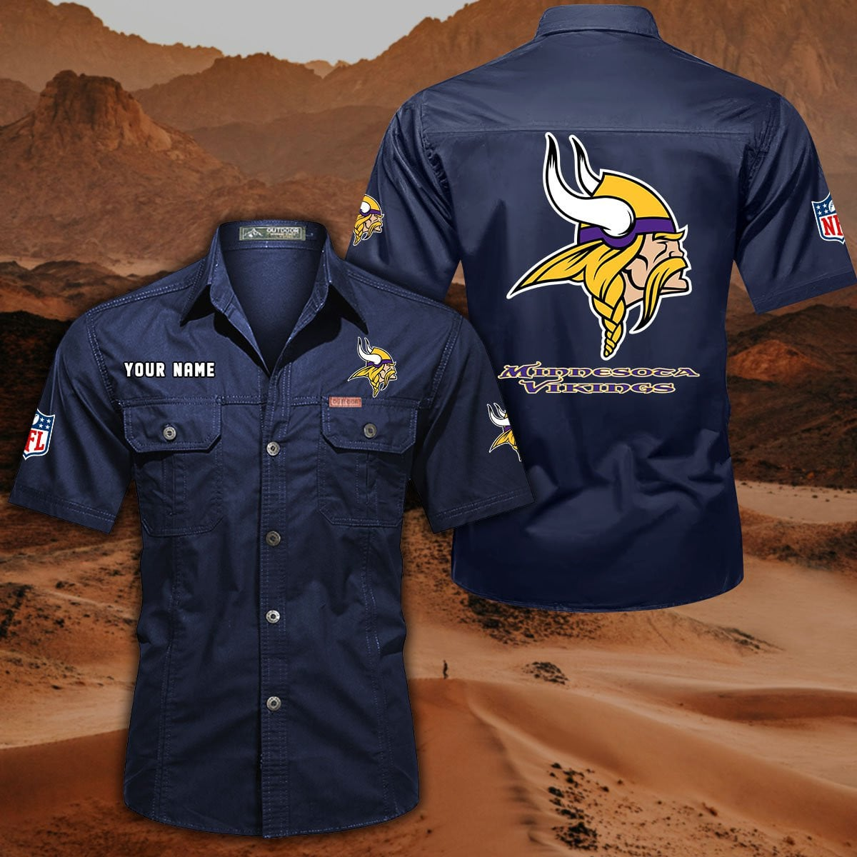 SPECIAL EDITION - NEW CUSTOMIZED NFL05 MVK MINNESOTA VIKINGS MUTICOLOR MEN'S CARGO SHIRT