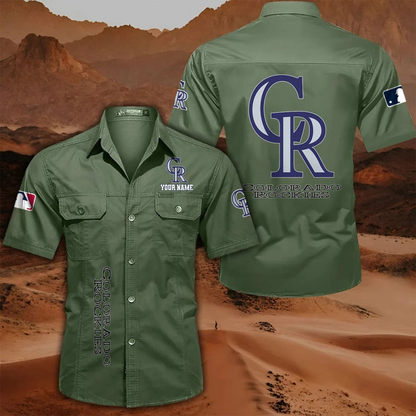LIMITED EDITION - NEW CUSTOMIZED MLB30 COR COLORADO ROCKIES MEN'S CARGO SHIRT