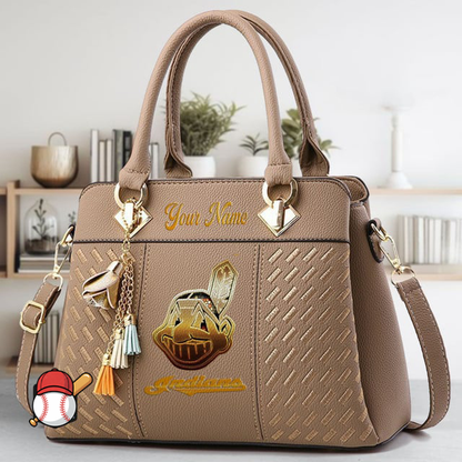 LIMITED EDITION - NEW CUSTOMIZED MLB13 CGS CLEVELAND GUARDIANS ZIP HANDBAG MULTICOLOR
