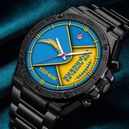 LIMITED EDITION - NEW CUSTOMIZED NFL09 LAC LOS ANGELES CHARGERS LUXURY STAINLESS STEEL WATCH