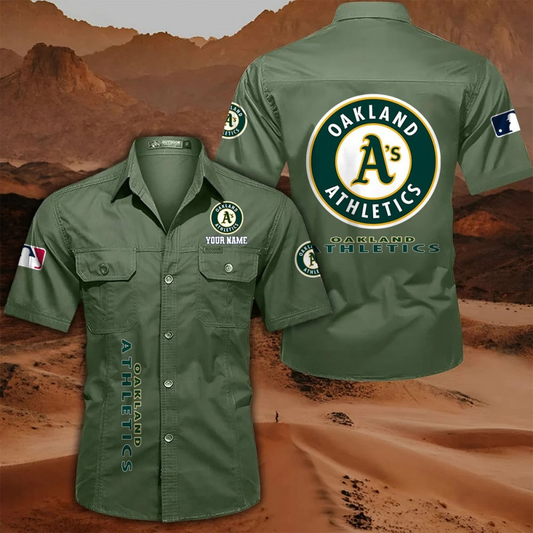 LIMITED EDITION - NEW CUSTOMIZED MLB23 OAS OAKLAND ATHLETICS MEN'S CARGO SHIRT