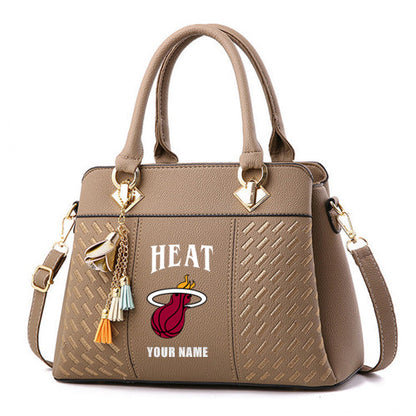 LIMITED EDITION - NEW CUSTOMIZED NBA20 MHE MIAMI HEAT ZIP HANDBAG MULTICOLOR