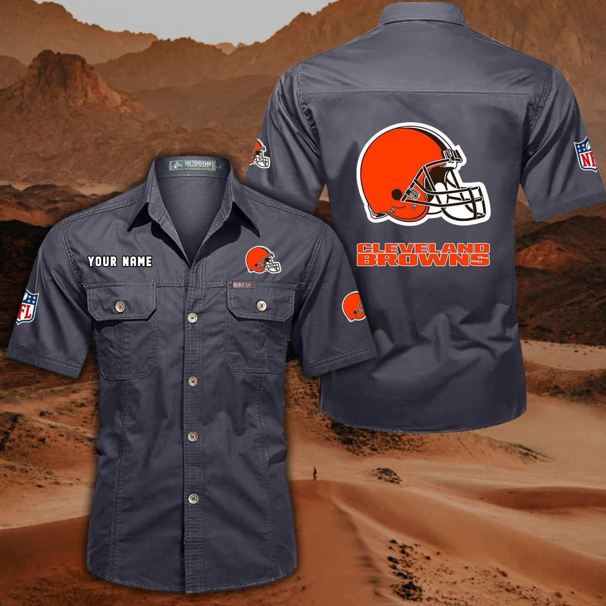 SPECIAL EDITION - NEW CUSTOMIZED NFL29 CLB CLEVELAND BROWNS MUTICOLOR MEN'S CARGO SHIRT