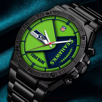 LIMITED EDITION - NEW CUSTOMIZED NFL06 SSH SEATTLE SEAHAWKS LUXURY STAINLESS STEEL WATCH