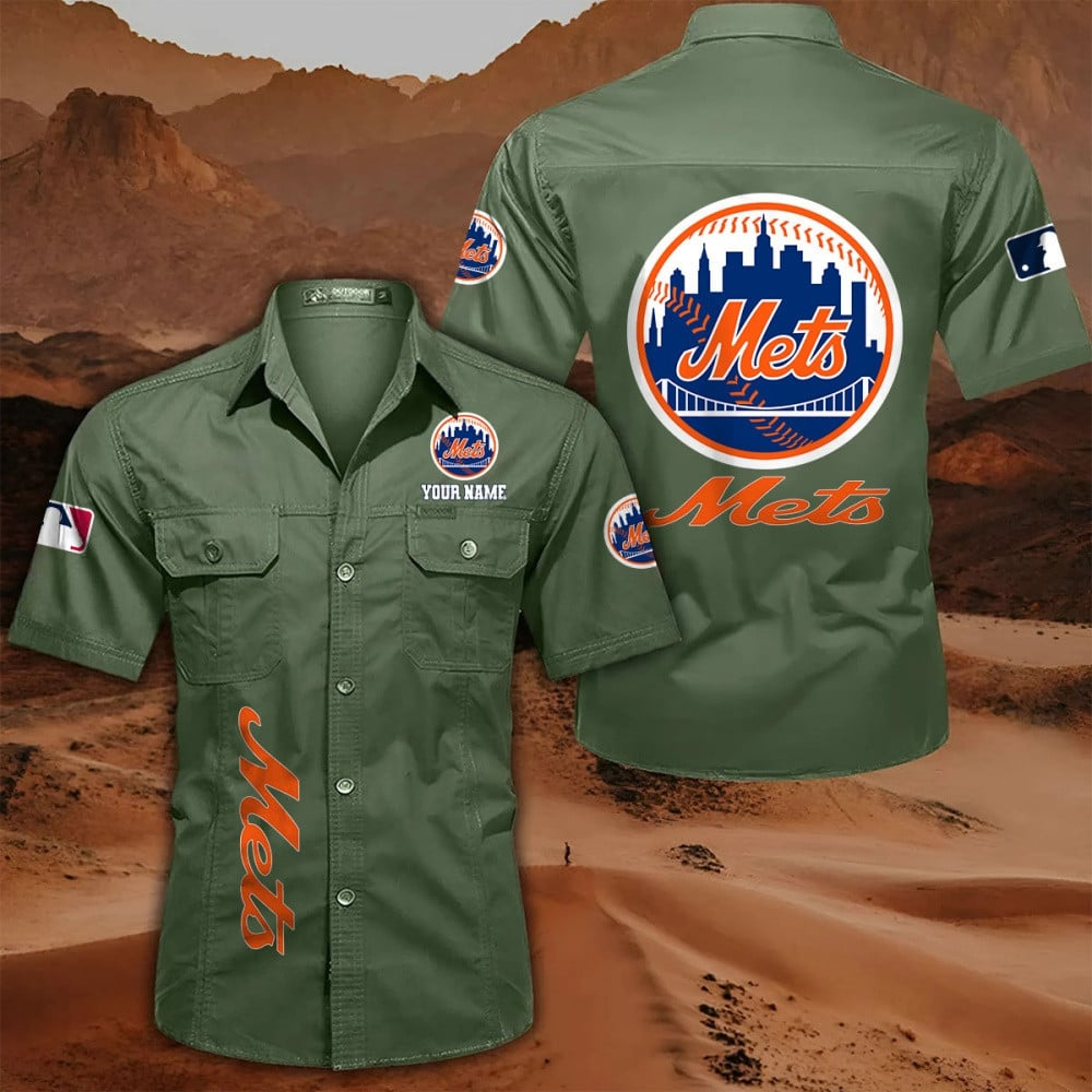 LIMITED EDITION - NEW CUSTOMIZED MLB17 NYM NEW YORK METS MEN'S CARGO SHIRT