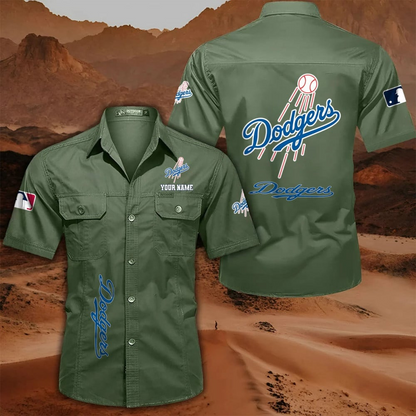 LIMITED EDITION - NEW CUSTOMIZED MLB02 LAD LOS ANGELES DODGERS MEN'S CARGO SHIRT