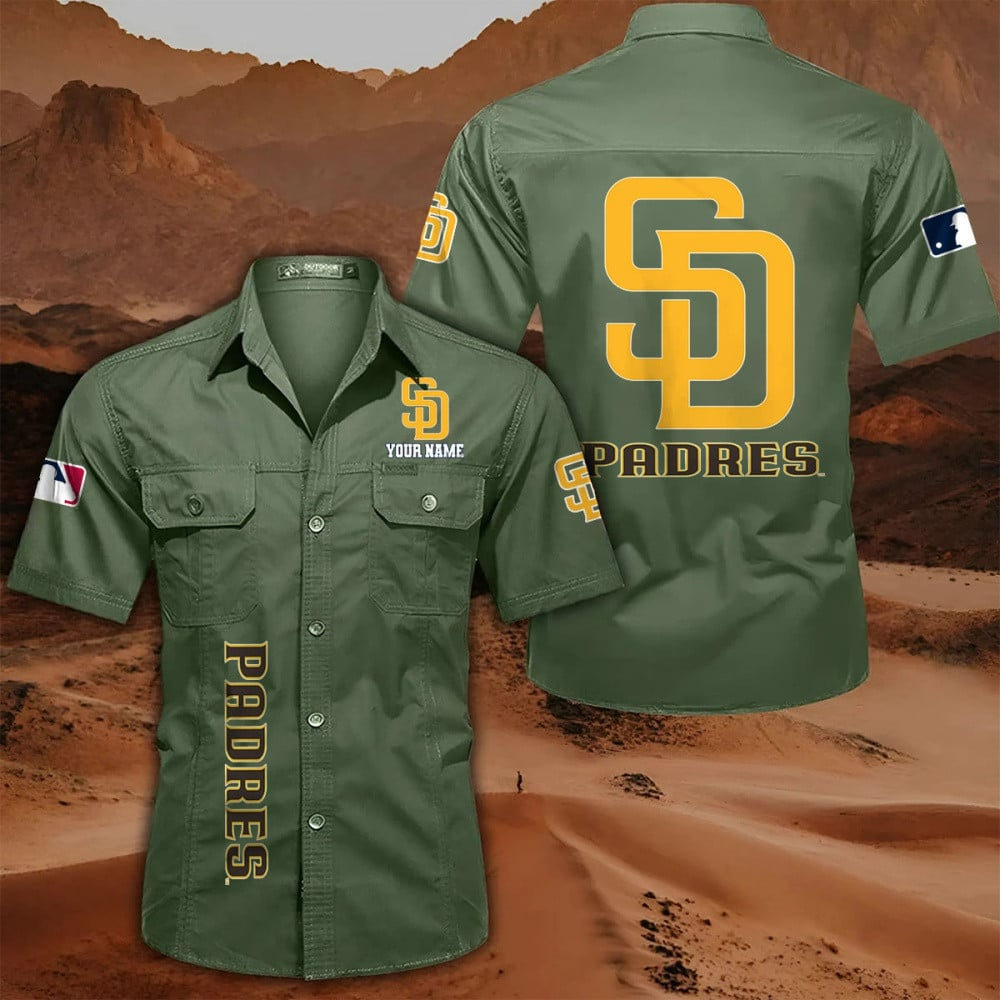 LIMITED EDITION - NEW CUSTOMIZED MLB18 SDP SAN DIEGO PADRES MEN'S CARGO SHIRT