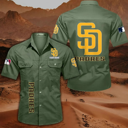 LIMITED EDITION - NEW CUSTOMIZED MLB18 SDP SAN DIEGO PADRES MEN'S CARGO SHIRT