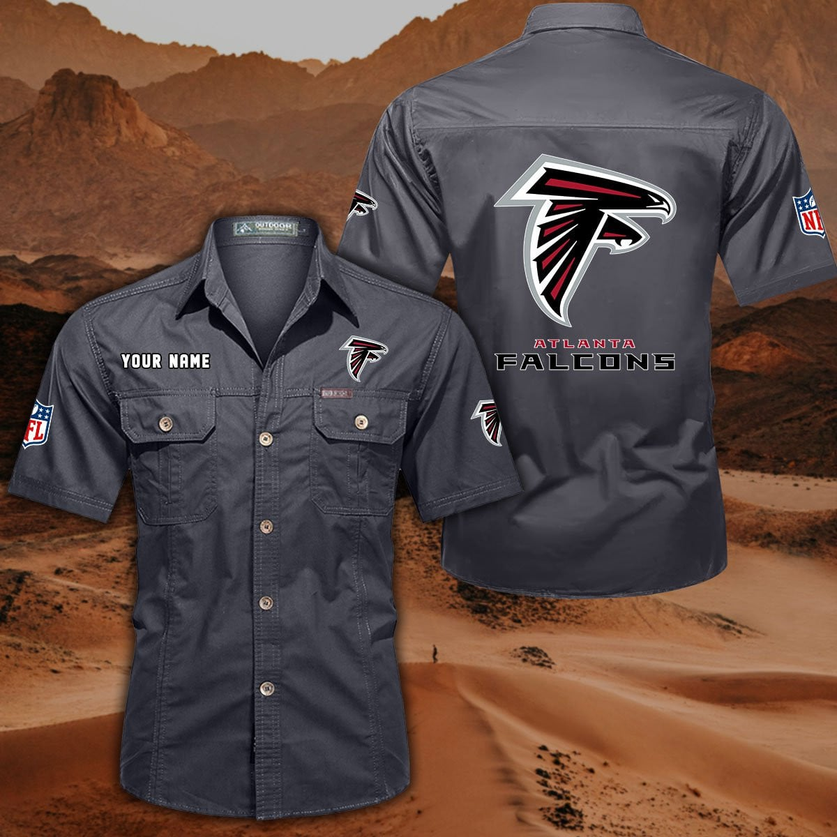SPECIAL EDITION - NEW CUSTOMIZED NFL18 ATF ATLANTA FALCONS MUTICOLOR MEN'S CARGO SHIRT