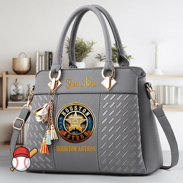 LIMITED EDITION - NEW CUSTOMIZED MLB10 HAS HOUSTON ASTROS ZIP HANDBAG MULTICOLOR