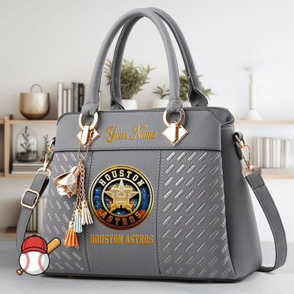 LIMITED EDITION - NEW CUSTOMIZED MLB10 HAS HOUSTON ASTROS ZIP HANDBAG MULTICOLOR
