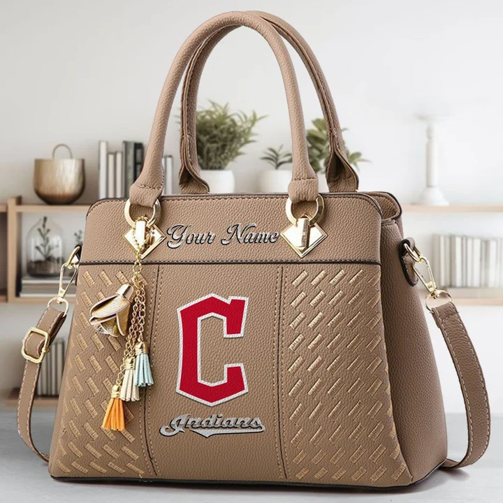 LIMITED EDITION - NEW CUSTOMIZED MLB13 CGS CLEVELAND GUARDIANS ZIP HANDBAG MULTICOLOR