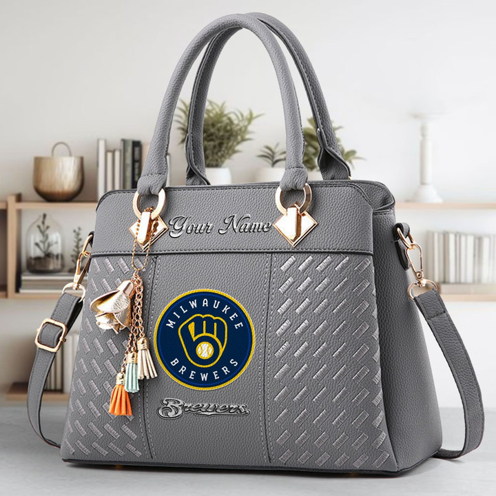 LIMITED EDITION - NEW CUSTOMIZED MLB15 MBS MILWAUKEE BREWERS ZIP HANDBAG MULTICOLOR