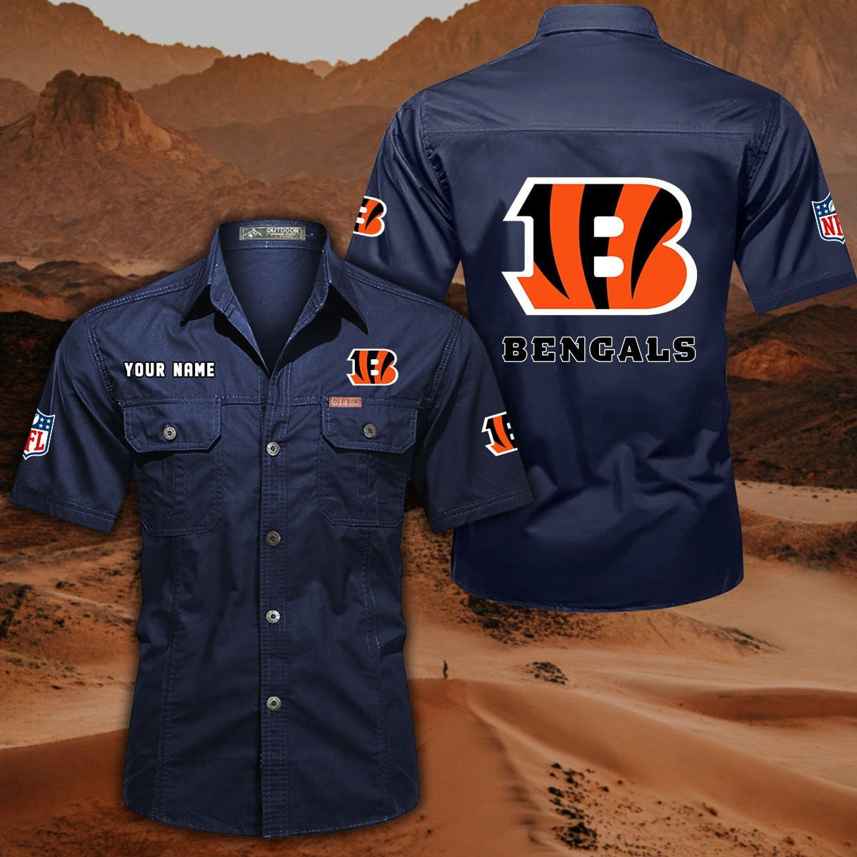 SPECIAL EDITION - NEW CUSTOMIZED NFL16 CCB CINCINNATI BENGALS MUTICOLOR MEN'S CARGO SHIRT