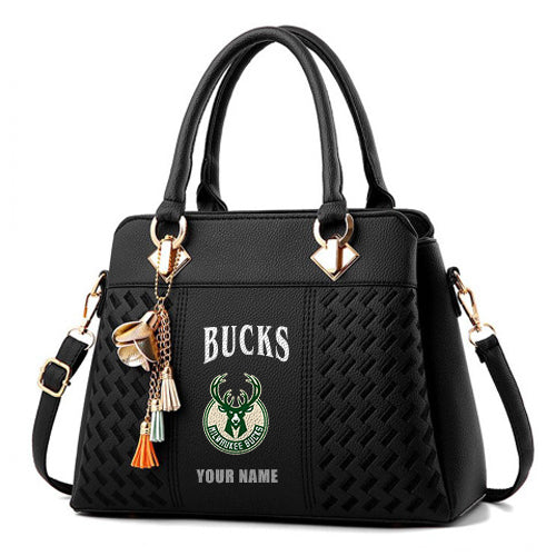 LIMITED EDITION - NEW CUSTOMIZED NBA11 MBU MILWAUKEE BUCKS ZIP HANDBAG MULTICOLOR