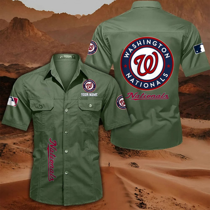 LIMITED EDITION - NEW CUSTOMIZED MLB28 WNS WASHINGTON NATIONALS MEN'S CARGO SHIRT