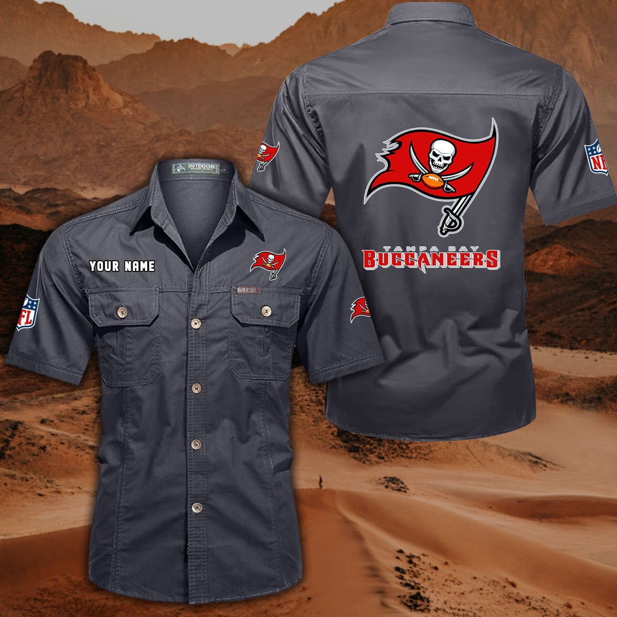 SPECIAL EDITION - NEW CUSTOMIZED NFL10 TBB TAMPA BAY BUCCANEERS MUTICOLOR MEN'S CARGO SHIRT
