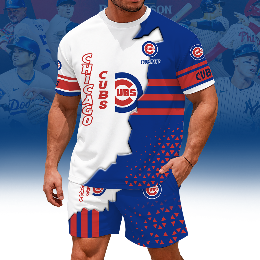 LIMITED EDITION - NEW CUSTOMIZED MLB04 CCS CHICAGO CUBS UNISEX T-SHIRT & SHORTS SET