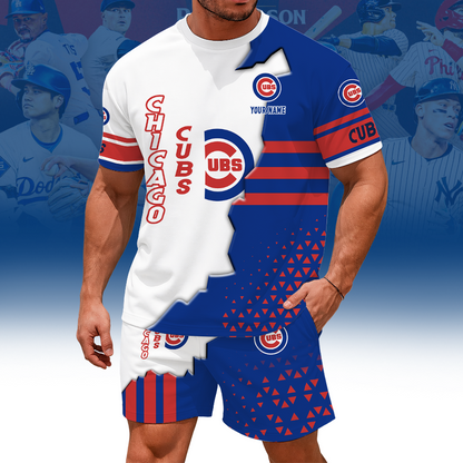 LIMITED EDITION - NEW CUSTOMIZED MLB04 CCS CHICAGO CUBS UNISEX T-SHIRT & SHORTS SET