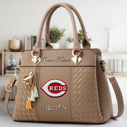 LIMITED EDITION - NEW CUSTOMIZED MLB05 CRS CINCINNATI REDS ZIP HANDBAG MULTICOLOR