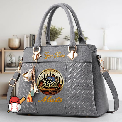 LIMITED EDITION - NEW CUSTOMIZED MLB17 NYM NEW YORK METS ZIP HANDBAG MULTICOLOR