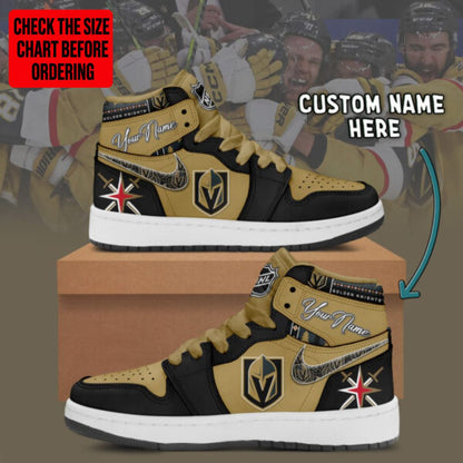 LIMITED EDITION - NEW CUSTOMIZED NHL04 VGK VEGAS GOLDEN KNIGHTS AIR JORDAN SNEAKERS